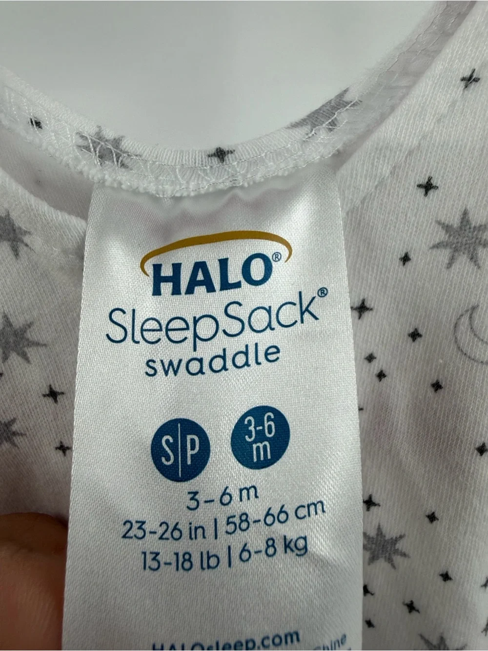 Halo Sleepsack White Star & Moon Sleep Sack Swaddle 3-6 Months